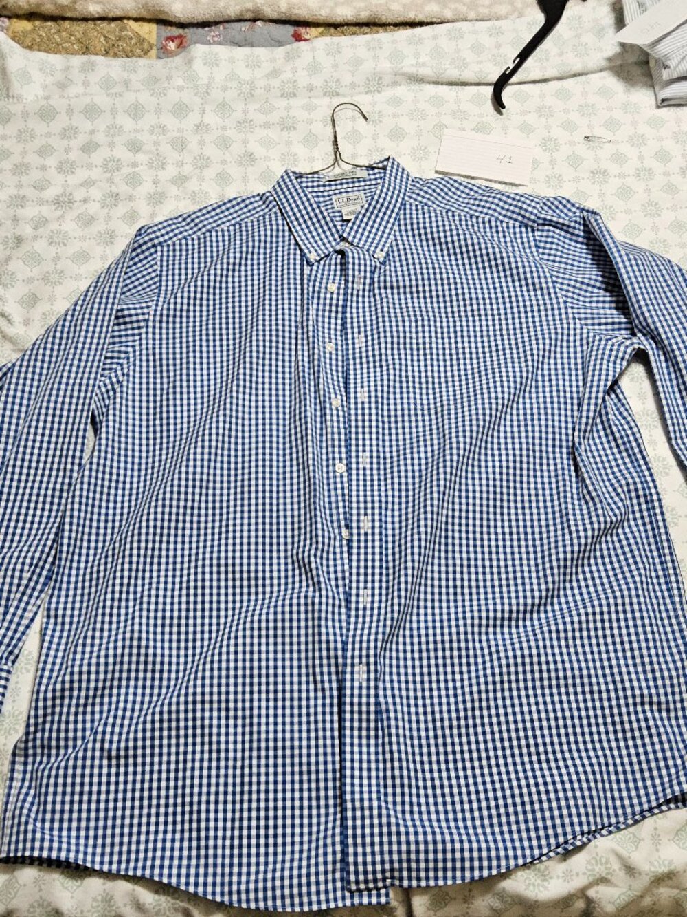 L.L. Bean Men’s Wrinkle-Free Gingham Check Button-Down Shirt - Size 18-36